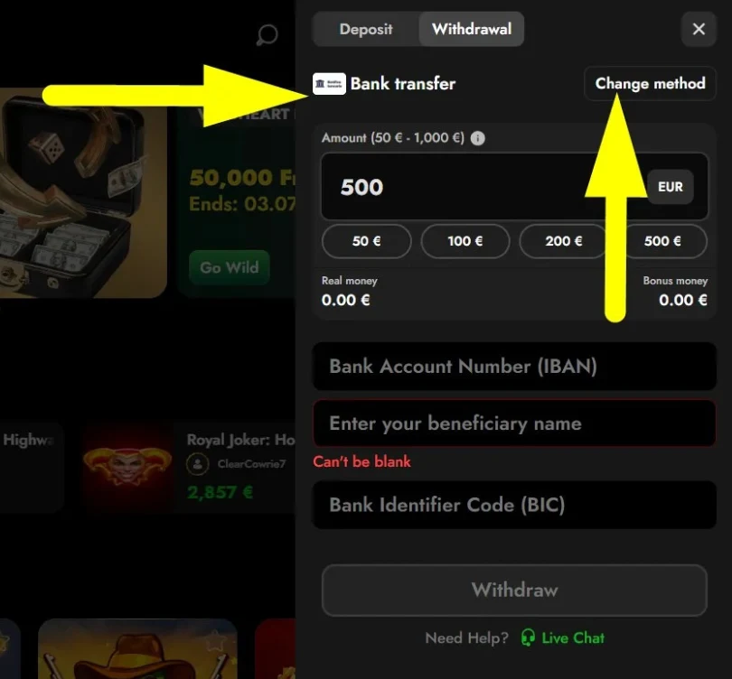 WITHDRAWAL METHODS