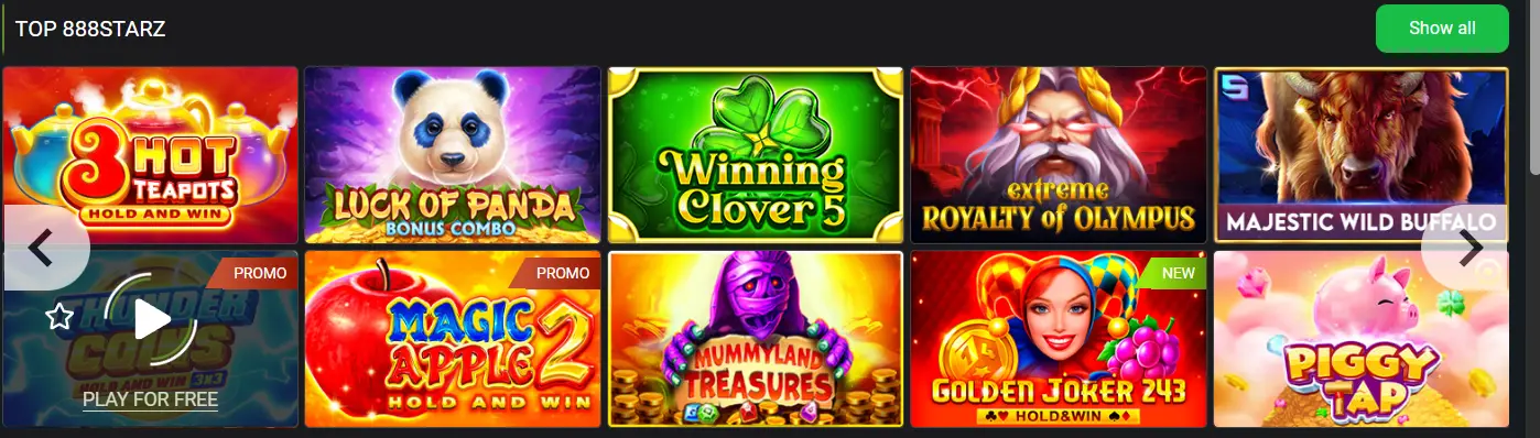 888starz play top games