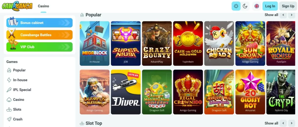 Popular Casino Games at Cawabanga