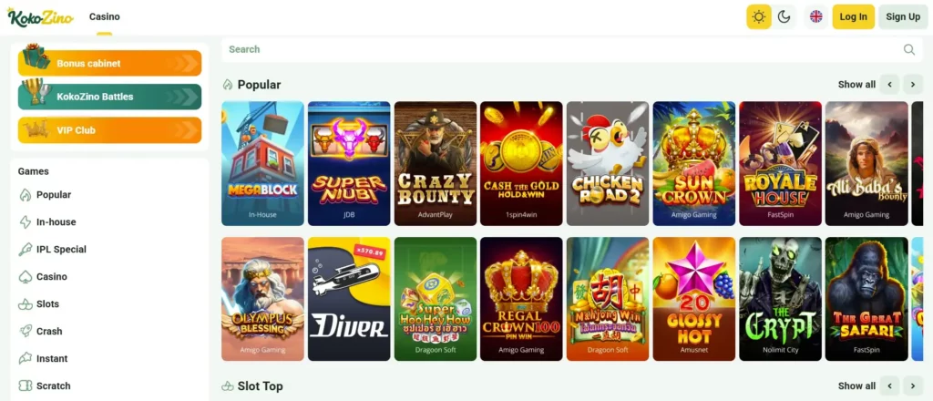Popular Casino Games at Kokozino